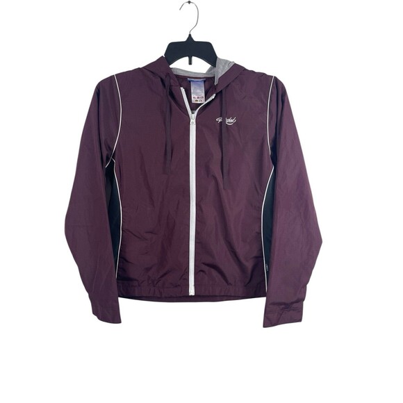 VTG Y2K Reebok Tracksuit Set Women’s L Maroon Black White Full Zip Top Pull On - Picture 4 of 16